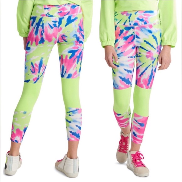 Justice Sport Girls Bright Tie-Dye Color Block Athletic Legging - sz: M (10) - Picture 3 of 5